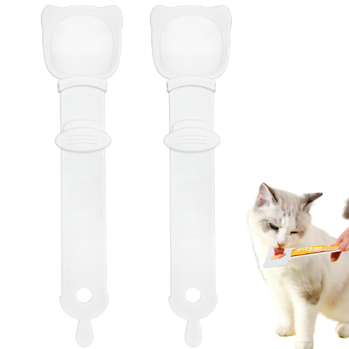 Lickable Cat Treat Squeeze Spoon | Easy Wet Treat Feeder (2-Pack ...